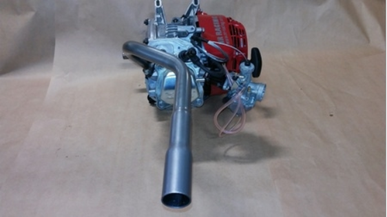 Header, Mini Bike, 3 Stage HP Center Outlet, for Clamp on Muffler, GX200, GX160, 6.5 Chinese OHV, & 212 Predator