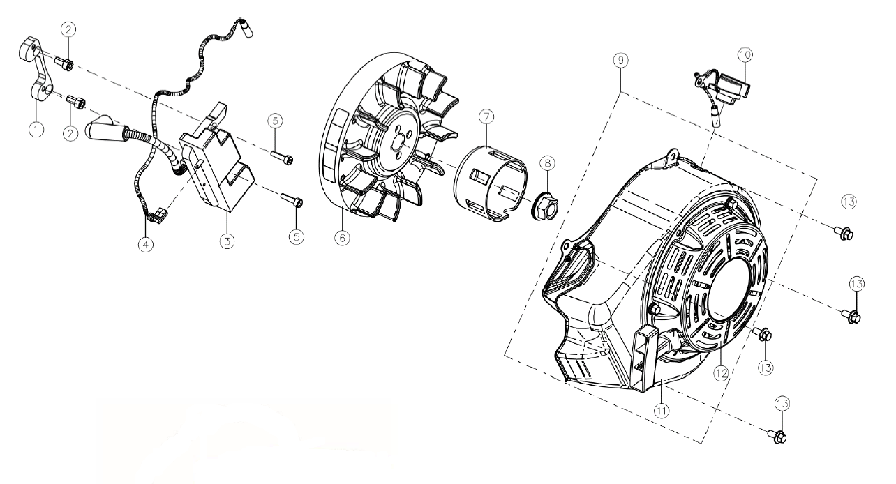 Tillotson 225CC Starter, Recoil, Flywheel & Ignition Coil