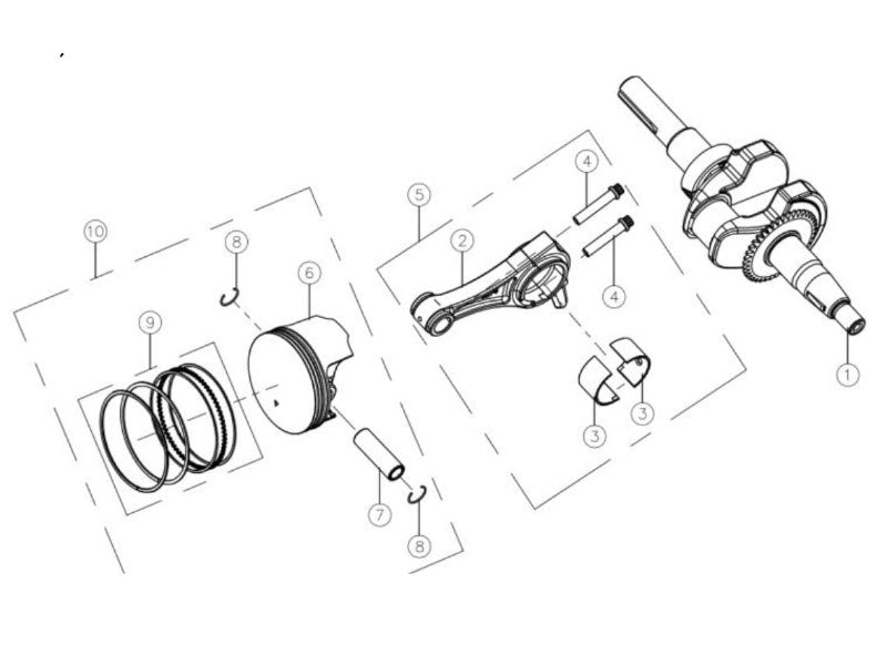 Tillotson 225cc Crankshaft, Connecting Rod Piston