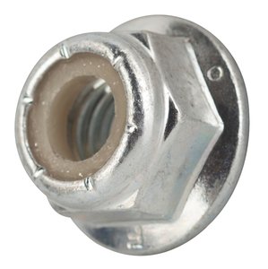 Nut, 5/16-18 Thread Size, 1/2" W, 3/8"  Grade 5 Nylon-Insert Hex Flange Locknut Znc-Pltd Steel,