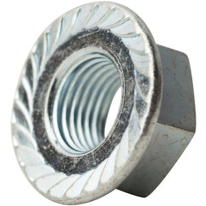 Nut,  5/16"-18 Thread Size, 1/2" W, 9-32" O'all Height Zinc-Plated Steel Serrated-Flange Hex Locknut